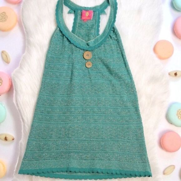 Anthropologie Manoush Green Glitter Knit Tank Top - Picture 1 of 9
